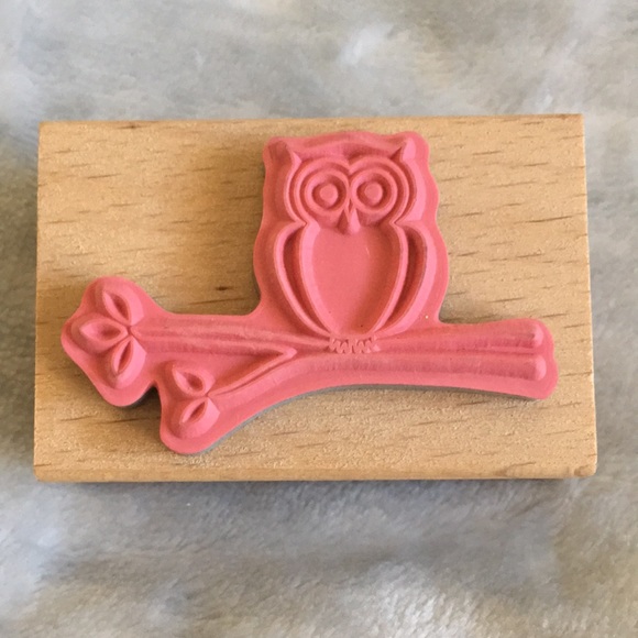 Owl On Tree Branch Rubber Art Stamp NWT wood rubber 2.25”x 1x1.50” - Picture 4 of 9